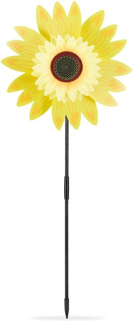 Relaxdays Windrad Blumenstecker mit Sonnenblumen-Design aus Kunststoff in Gelb, Höhe: 70 cm, Breite: 30 cm, Tiefe: 9 cm - Bild 1
