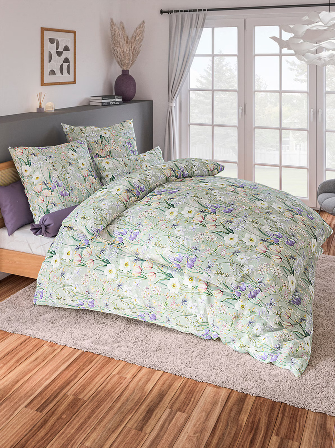 Bettwäsche wäschepur floral in Nature Multicolour aus Baumwolle mit Reißverschluss B/H: 155 x 220 cm - Bild 1