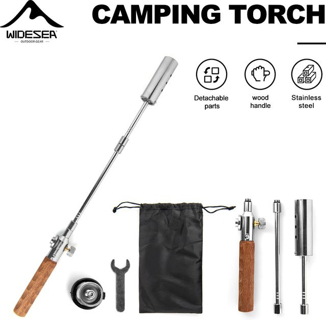 Widesea Flammenwerfer aus Edelstahl mit langem Griff in Silber für Camping und Grillen - Bild 1