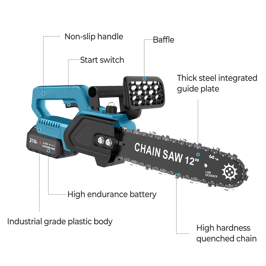 Makita 1500W Bürstenlose Akku-Elektrokettensäge 12 Zoll, Blau, kompatibel mit Makita LXT 21V Akku - Bild 3