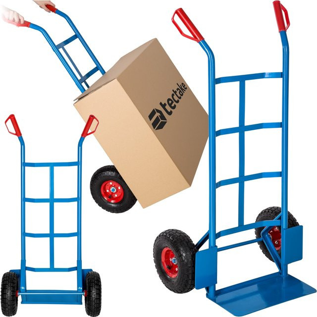 tectake Sackkarre mit Stahlrahmen und Luftbereifung in Blau, B/T/H: 55 x 44 x 119 cm - Bild 2