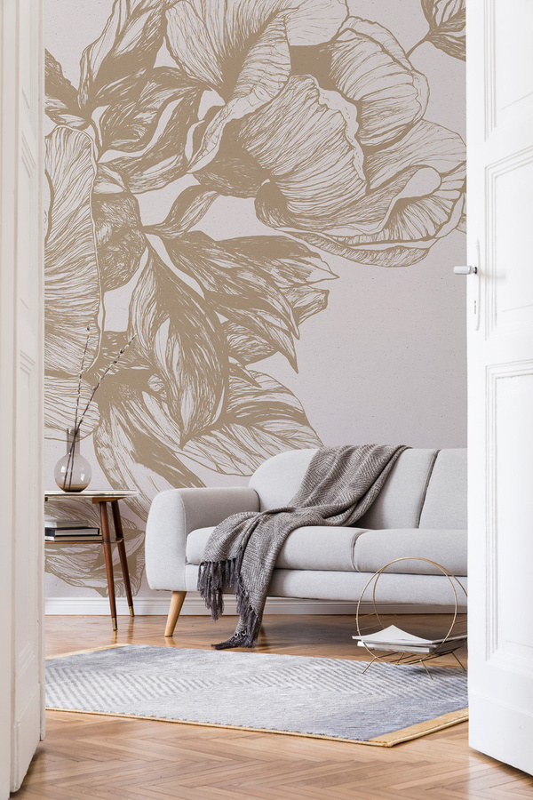 Papirus Coordonne Mural Giant Peonies Wandtapete mit floralem Design in Beige - Bild 1
