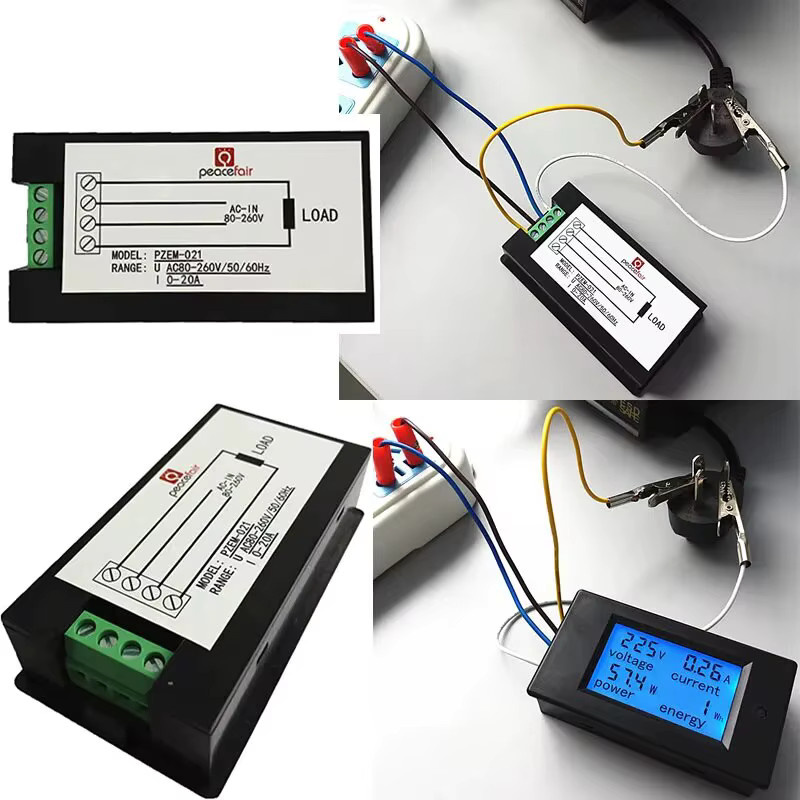 Voktta Digitales LED Voltmeter Amperemeter Wattmeter zur Messung von AC 80-260V und DC 0-100A in Schwarz - Bild 3