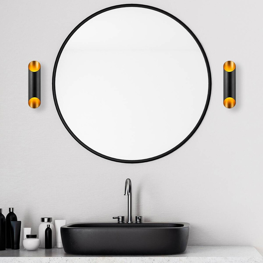 Opviq Wandleuchte Cut in Gold und Schwarz aus Metall mit 2 G9 Brennstellen, B/H/T: 12 x 30 x 12 cm - Bild 2