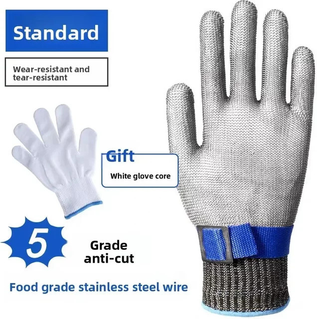 QHSPE Schnittfester Edelstahl-Netzhandschuh in Silber, Größe XL - Bild 1