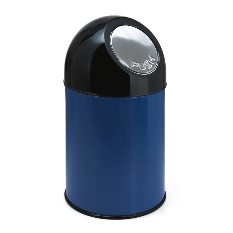PROREGAL Klassischer Abfallbehälter mit Pushdeckel aus Metall, Blau, H x B x T: 56 x 31 x 31 cm, 31 Liter - Bild 2