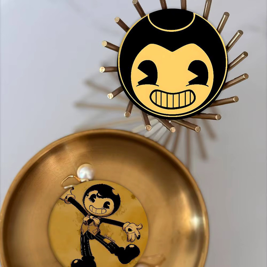52TOYS Bendy And The Ink Machines Spielabzeichen, runde Brosche, Metall, Zubehör - Bild 3