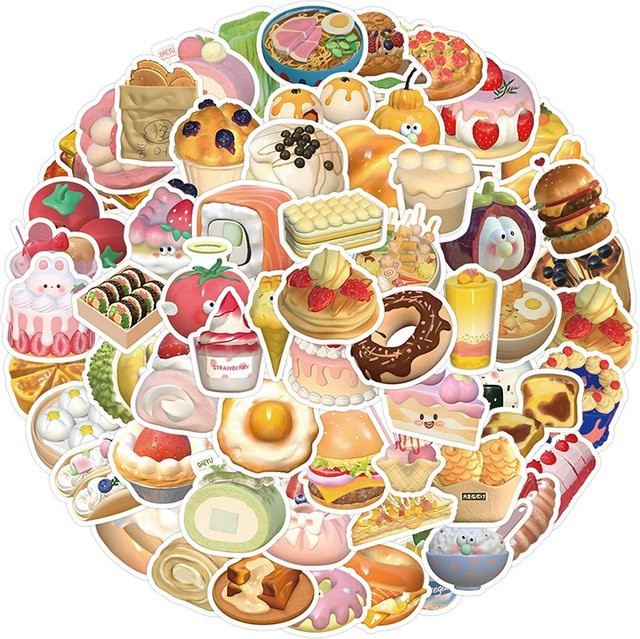 103 Stück 3D Cartoon Aufkleber Set mit Sushi Brot und Desserts in Multicolour von BulingBulingStickers Shop - Bild 1