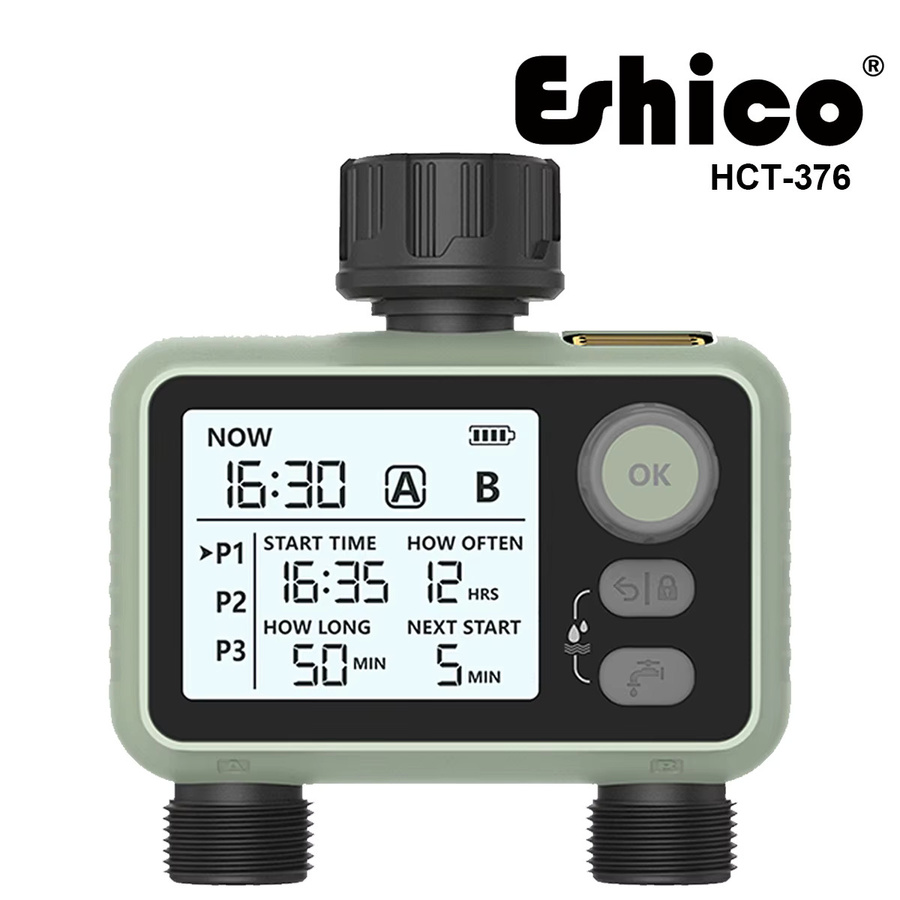 Eshico 2-Zonen Digitaler Bewässerungstimer mit LCD-Anzeige und Regensensor - Bild 5