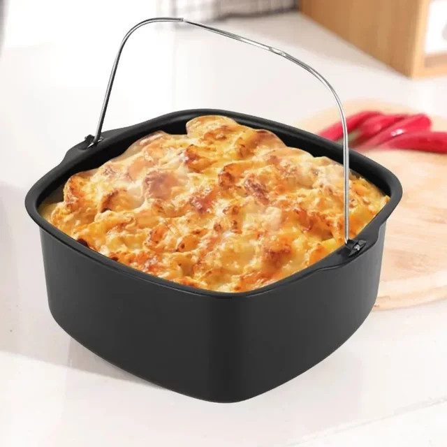 Philips Antihaftbeschichtetes Heißluftfritteusen-Backblech und Korb aus Keramik, Schwarz, Quadratisch - Bild 1