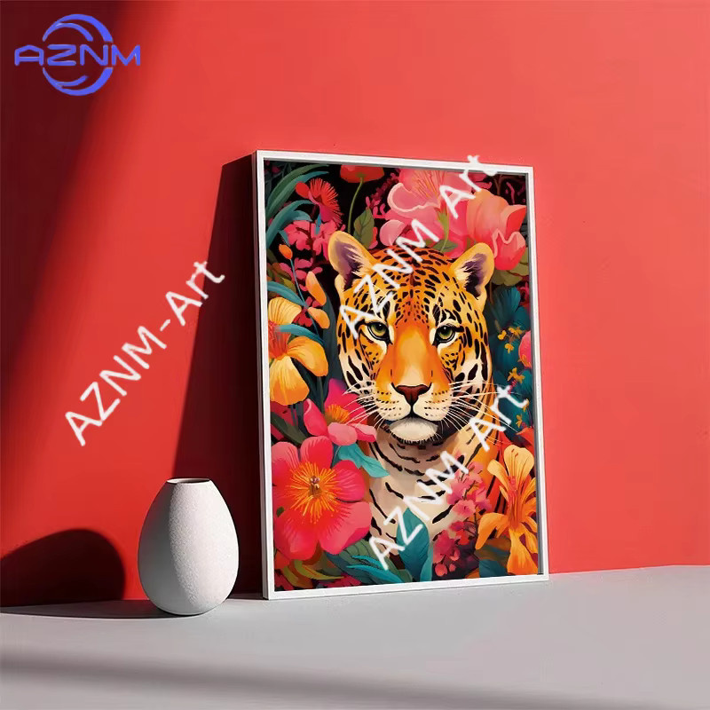 KAYOU Wandkunst Leinwandgemälde mit Dschungeltieren und Blumen in Multicolour - Bild 2