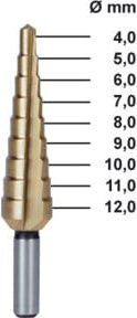 RUKO Stufenbohrer HSS-TiN in Gold, geschliffen mit Kreuzanschliff, Durchmesser: 6,5 mm - Bild 1