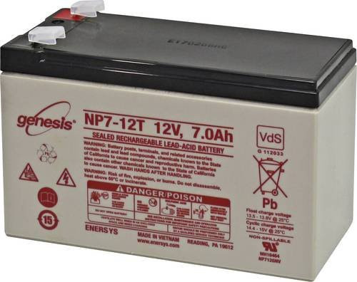 EnerSys Genesis NP7-12-WT Bleiakku 12V 7Ah Blei-Vlies AGM in Weiß mit Flachstecker 6.35mm B/H/T: 15,1 x 10,0 x 6,5 cm - Bild 1