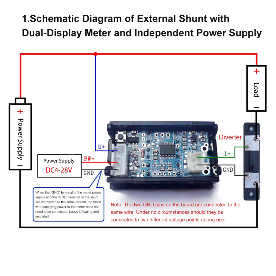 diymore Digitales LED Voltmeter und Amperemeter für Auto und Motorrad, Spannung und Strom Messgerät, Schwarz - Bild 5