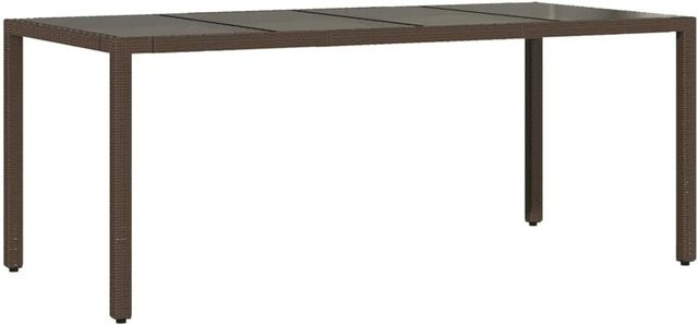 vidaXL Gartentisch aus PE-Rattan mit Glasplatte in Braun, B/T/H: 190 x 90 x 75 cm - Bild 1