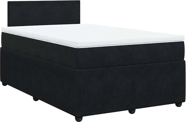 vidaXL Boxspringbett mit Matratze in Schwarz aus Samt mit USB-Anschluss und Unterbettbeleuchtung B/T/H: 120 x 190 x 100,5 cm - Bild 1