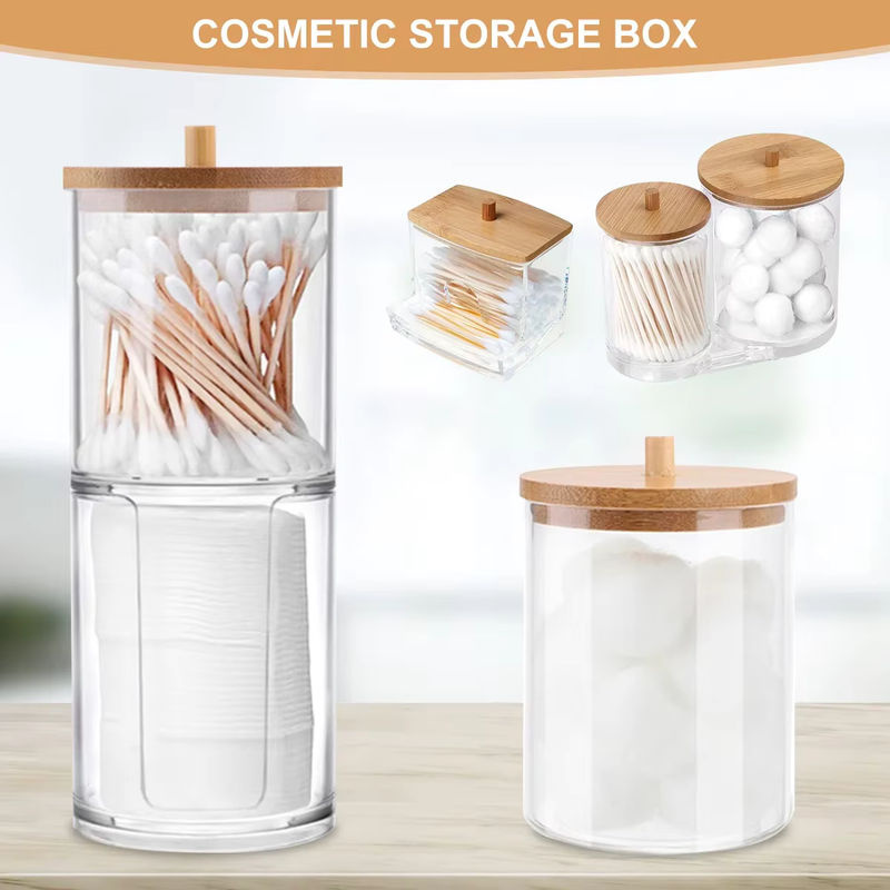 Willstar Acryl-Aufbewahrungsbox mit Bambusdeckel, transparenter Make-up-Organizer und Spender für Badezimmer - Bild 2