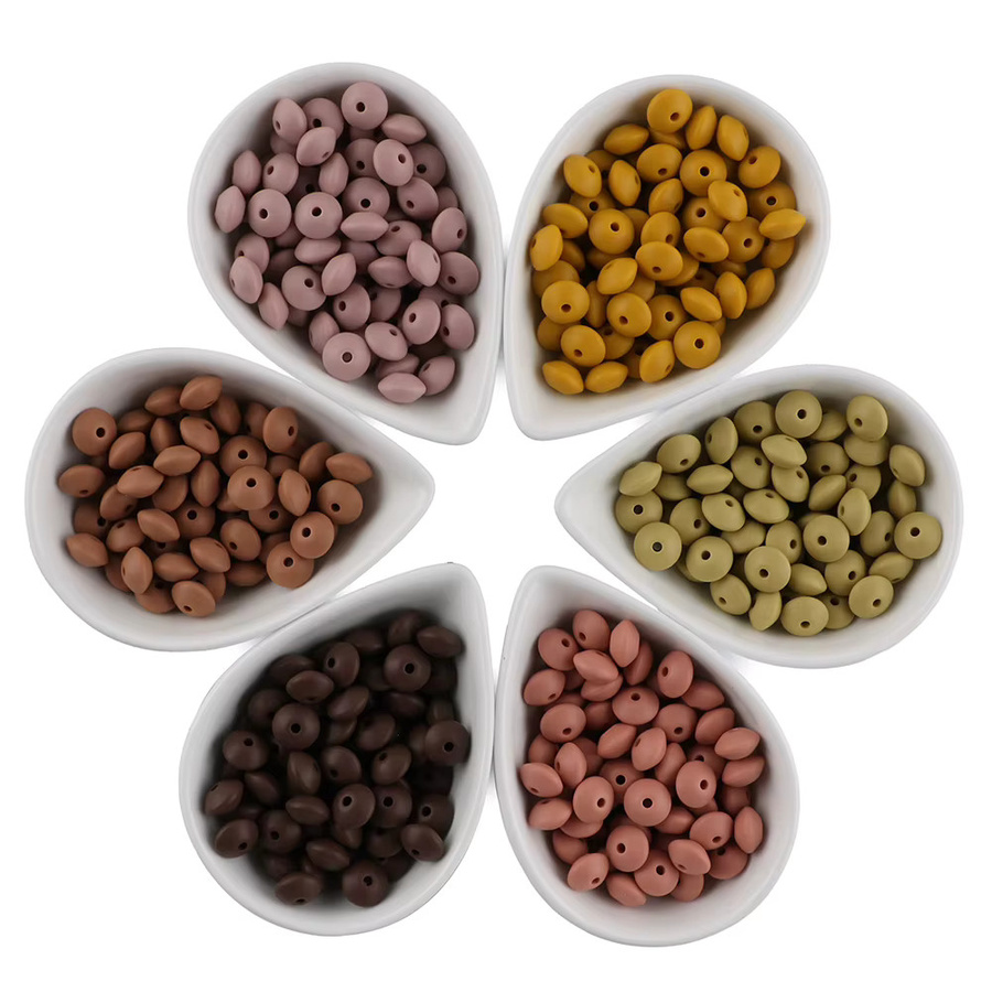 sunrony Silikon Linsen Perlen, 12mm, 6 Farben, Schmuckzubehör - Bild 2