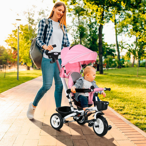 HOMCOM 6 in 1 Dreirad mit Schubstange und Sicherheitsgurt in Rosa, L x B x H: 112 x 50 x 104 cm - Bild 8