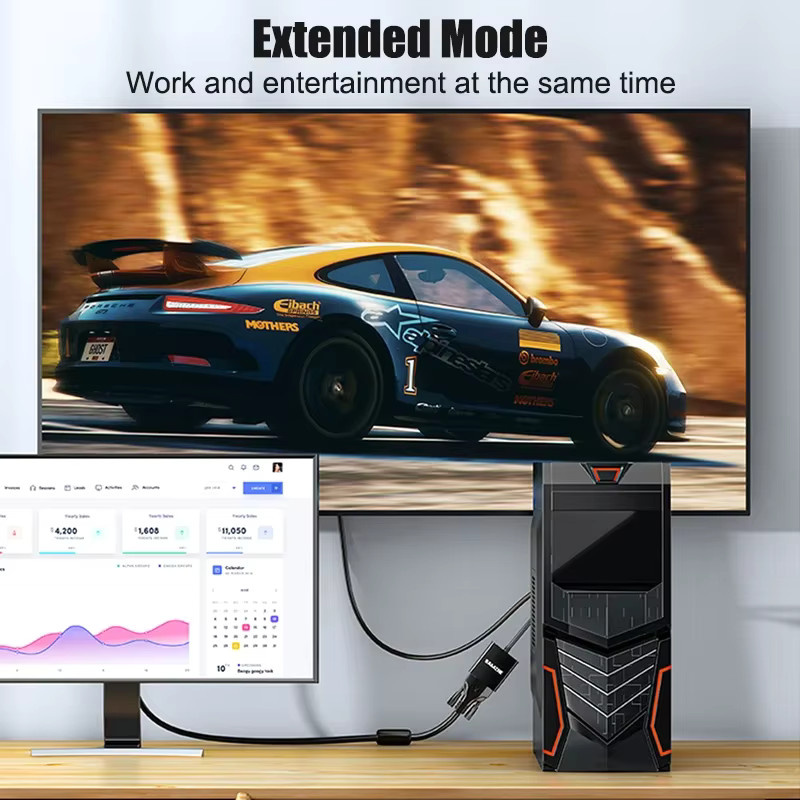 SAMZHE HDMI zu VGA Adapter in Schwarz für 1080P HD Konvertierung von Laptop, PC, Tablet oder Spielekonsolen an Projektor und TV - Bild 2