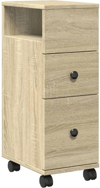 vidaXL Schmaler Badschrank mit Rollen in Sonoma-Eiche aus Holzwerkstoff - Bild 1