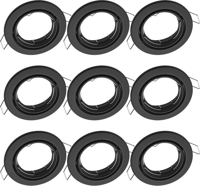 Oktaplex 9er Set Dijon Einbauspots Schwarz, schwenkbare runde Deckenstrahler aus Metall für GU10 LED-Leuchtmittel - Bild 1