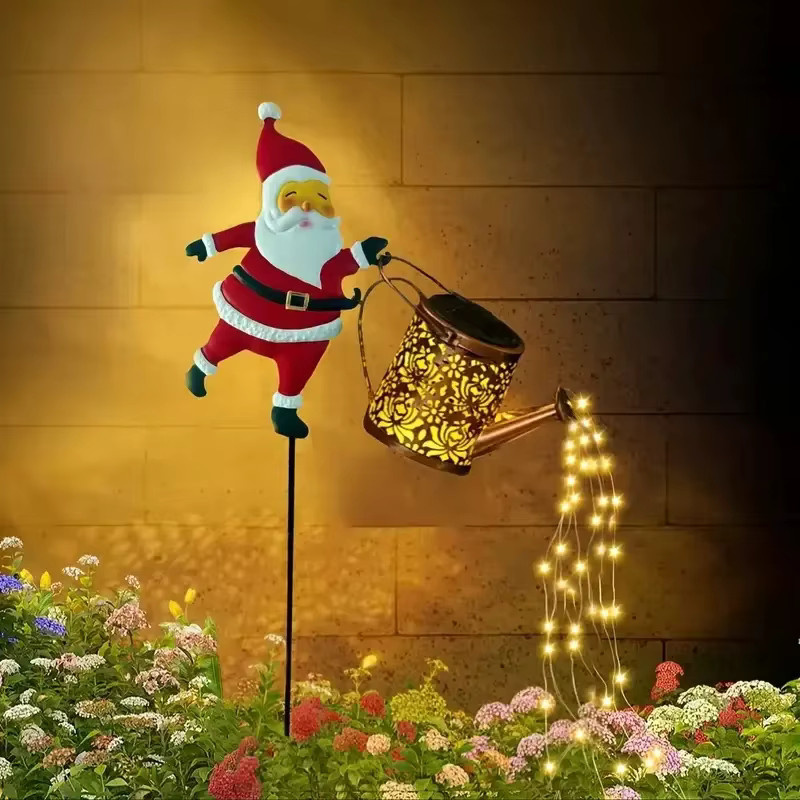 Solarbetriebene Weihnachtsdekoration Santa Wasserkocher mit bunten Lichtern für Garten und Hof in Weiß und Multicolour - Bild 5