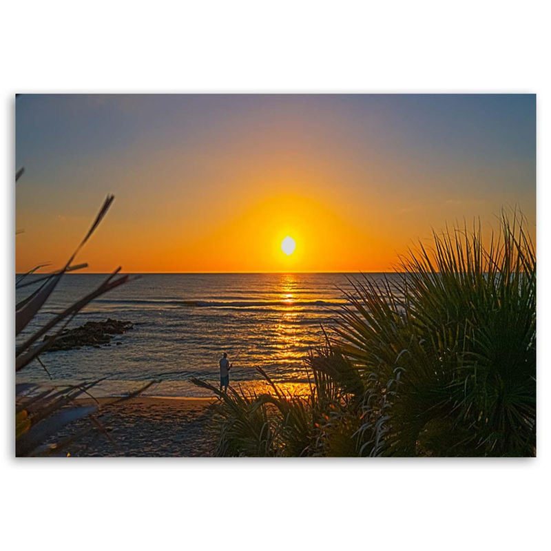 Feeby Leinwanddruck Sonnenuntergangslandschaft in Gelb und Orange, B: 60 cm, H: 40 cm - Bild 2