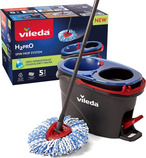Vileda H2PrO Spin Mop Wischmopp-Set mit Zweitanksystem in Schwarz-Rot - Bild 1
