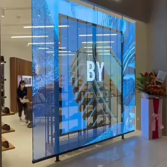 OIMG P3.9 Transparentes LED-Mesh-Screen Glaswand-Videoanzeige für Schaufensterwerbung und 3D-Visualisierung - Bild 1