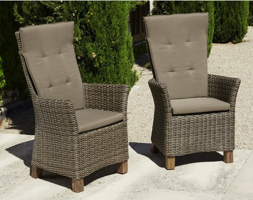 Merxx Toskana Hochlehner 2er-Set aus Akazienholz und Kunststoffgeflecht in Beige oder Braun, B/H/T: 66 x 111 x 61 cm - Bild 3