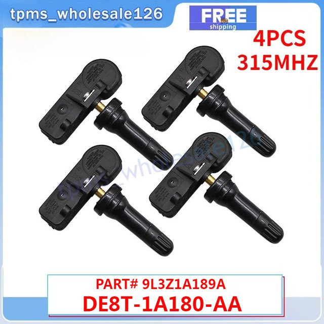 GANGLE Reifendruckkontrollsensor Set 315MHz DE8T-1A180-AA 9L3Z1A189A für Ford Edge Escape Fiesta Fusion Mustang, 4 Stück, Schwarz - Bild 1