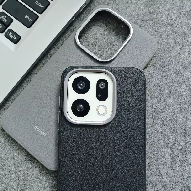 Schutzhülle für OPPO Find X9 Plus Pro und OPPO Find X9 in Weiß mit Lederstruktur und Metall-Objektivschutz - Bild 1