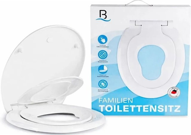 Bath4U WC Sitz mit integriertem Kindersitz und Absenkautomatik in Weiß, B/T: 37,3 x 44,5 cm - Bild 1