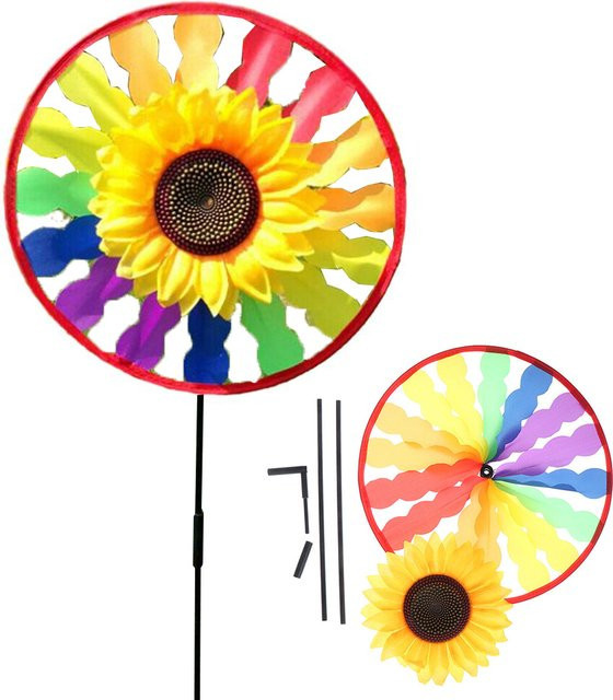 VIBRATITE Sonnenblumen-Windspiel bunte rotierende Garten-Windmühle in Mehrfarbig mit floralem Design - Bild 1