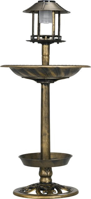 Outsunny Vogeltränke mit Solarleuchte und Blumensockel in Bronze, Höhe: 110 cm - Bild 1