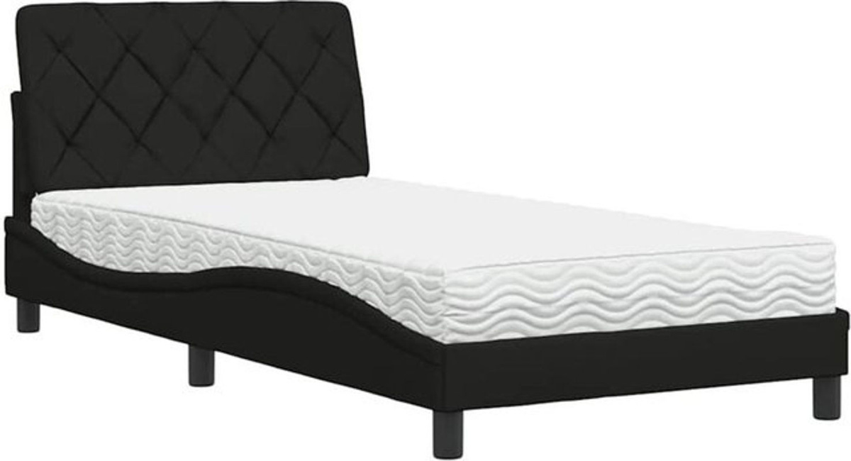 Polsterbett mit Matratze von vidaxl in Schwarz aus Stoff und Metall, B/T: 100 x 200 cm - Bild 1