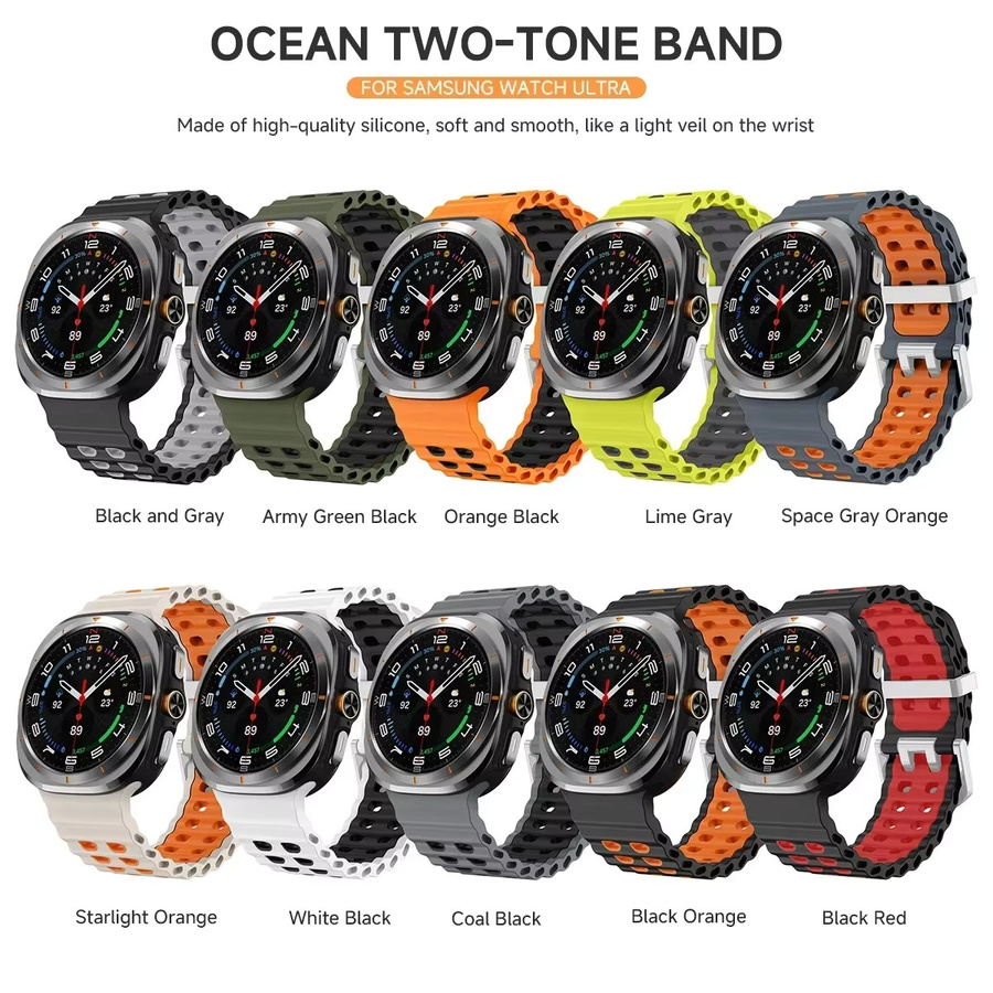 CAOWTAN Uhrenarmband Silikon, Bicolor, Samsung Galaxy Watch Ultra 47 mm, Unisex - Bild 5