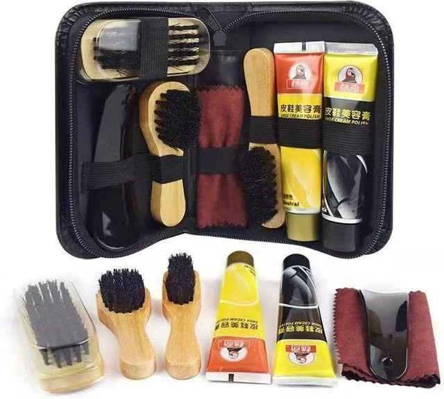 DUTRIEUX Schuhpflege-Set für Lederschuhe mit Bürste und Reinigungsutensilien - Bild 1