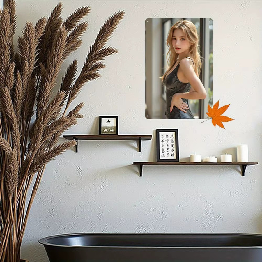 HELLOYOUNG Vintage Metall-Blechschild Retro Wanddekoration Portrait Frau Mehrfarbig - Bild 3
