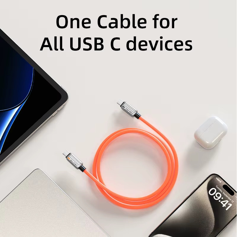 CABLETIME USB Typ C Kabel PD240W mit PD3.1 Schnellladefunktion in Blau und Orange - Bild 4