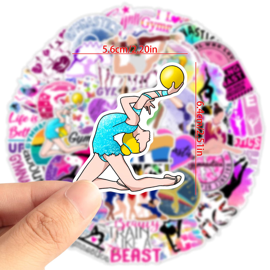 50 Stück Wasserfeste Sport und Gymnastik Cartoon Aufkleber in Multicolour für Laptop, Wasserflasche und Reisegepäck - Bild 2