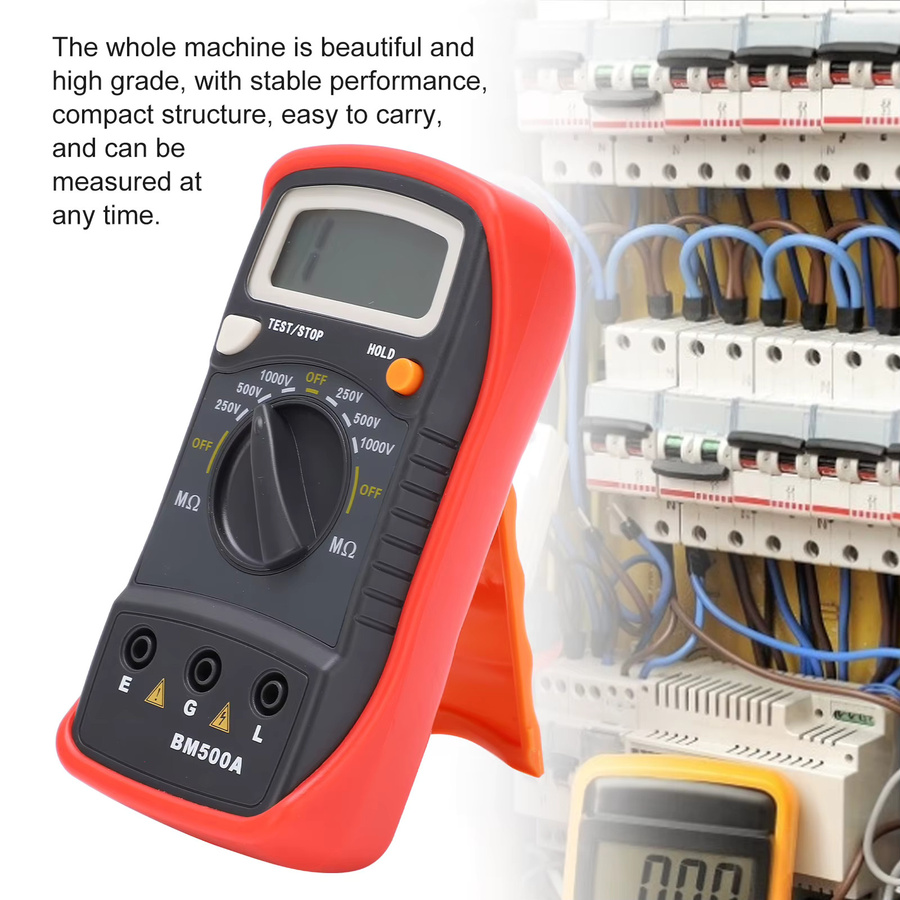 KKMOON BM500A Digitales Isolationswiderstandsmessgerät mit LCD-Display 1000V Megohm Meter in Rot - Bild 2