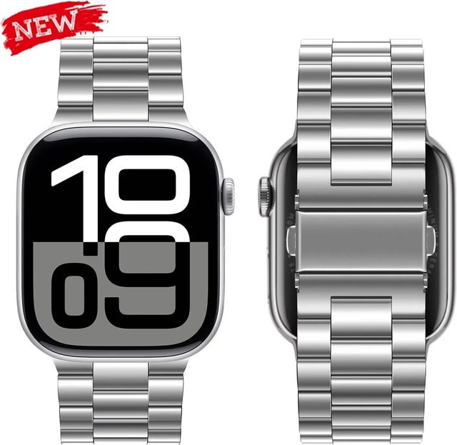 CAOWTAN Uhrenarmband Edelstahl, Silber, Unisex - Bild 1