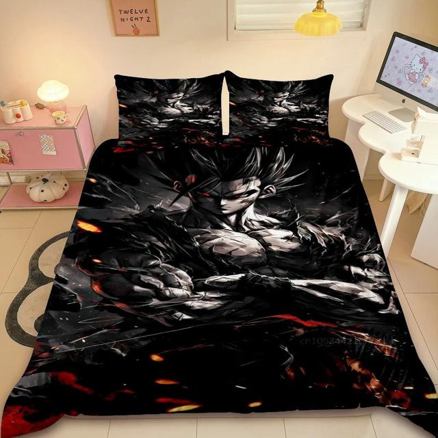 Gu Tao Dragon Ball Bettwäsche-Set mit Son Goku Anime Motiv, Schwarz, B/H: 135 x 200 cm - Bild 1