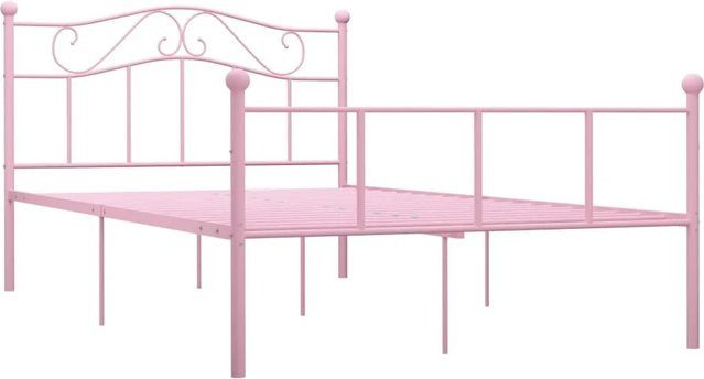 vidaXL Bettgestell aus Metall in Rosa, B/T: 140 x 200 cm - Bild 1