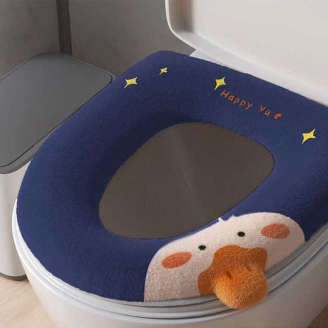 WTEMPO WC-Sitzring mit niedlichem Enten-Muster in Blau, wasserdicht, antibakteriell und waschbar - Bild 1