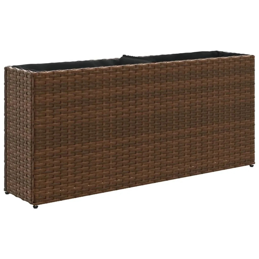 vidaXL Hochbeet mit 2 Fächern aus Poly Rattan in Braun, B/T/H: 90 x 20 x 40 cm - Bild 2