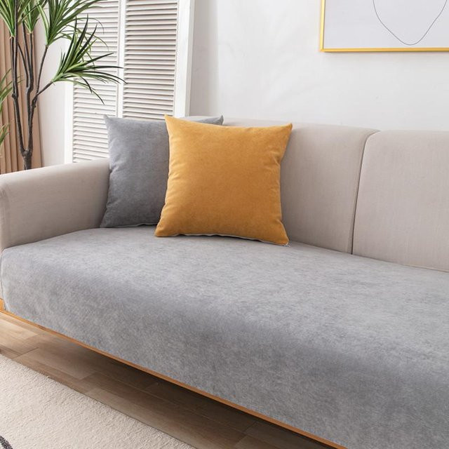 Moderner Sofabezug aus Chenille in Grau, wasserdichte und rutschfeste Sofamatte mit Harnbarriere und Anti-Katzenkratzer-Schutz, Breite: 70 cm, Tiefe: 70 cm - Bild 1