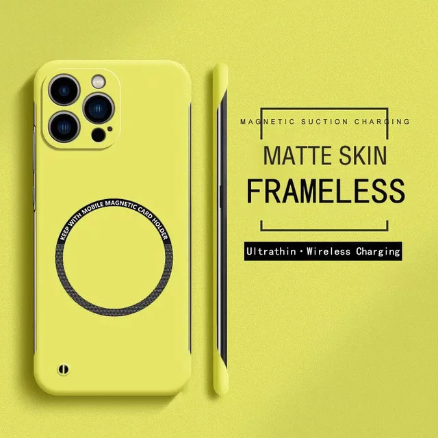Magnetische Ultra-Dünne iPhone Hülle aus hartem PC mit Rahmenlosem Design und Anti-Drop Schutz in Beige und Multicolour für iPhone 16 15 14 13 12 11 Pro Max Plus - Bild 1